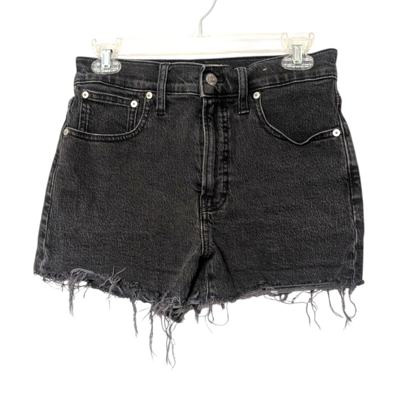 Madewell Faded Black The Perfect Jean Shorts High Waist Distressed Raw Hem 27 - Picture 1 of 9